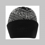zimná čiapka ROCK čiernobiela s rockovým vzorovaním  univerzálna veľkosť, materiál 100%akryl